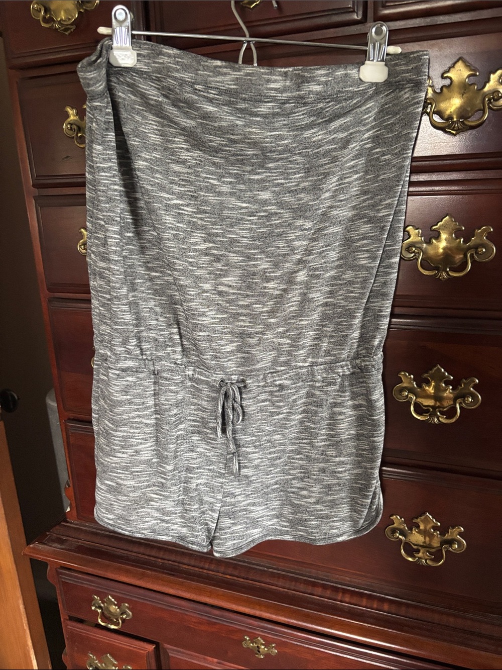 Mossimo Supply Co. Gray Space-Dye Strapless Romper with Drawstring